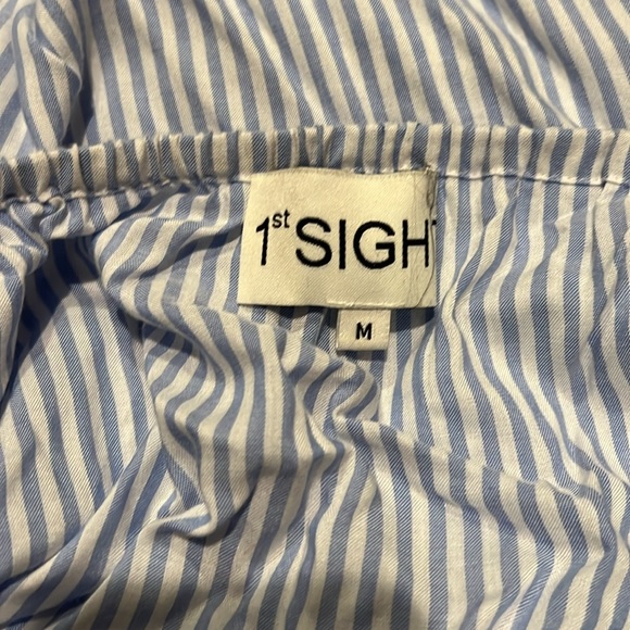 NWOT 1st Sight Blue White Stripe Medium Women's Ruffle Dress Top - Picture 10 of 10
